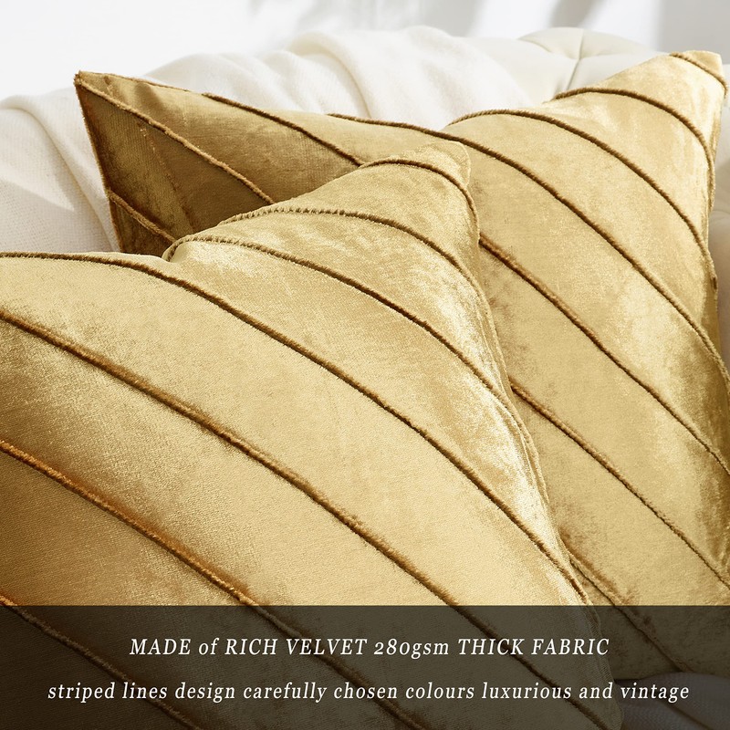 GIGIZAZA Velvet Gold Cushion Covers 45x45, Cozy Soft Square Cushion