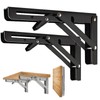 KAUJIAREN Folding Shelf Brackets, Heavy Duty Collapsible L Bracket, Black