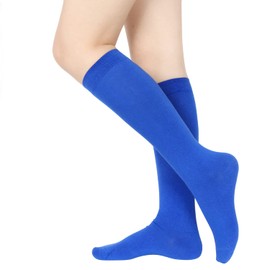 Benefeet Sox - Calcetines largos de algodón para mujer y niña, diseño de cuadros, Azul solido, Talla única