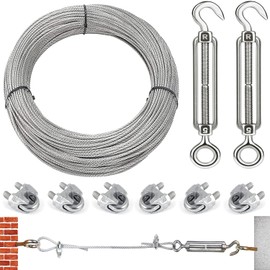 3 mm Wire Rope Steel Cable for Trellis Rustproof Rope, Lamp Suspension Rope with M5 Turnbuckles, Wire Rope Thimble