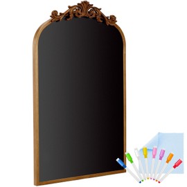 Wonderjune Arch Chalkboard 19 x 31 Inch Gold Framed Vintage Chalkboard Wall Wedding Seating Chart Board with 8 Liquid Chalk Markers and Wipe Cloth for Home Kitchen Bar