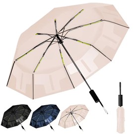 Verssdaan 46-inch Automatic Travel Umbrella 3-in-1 Wind & Rain & UV Protection, 5s Quick Fold, Effortless Storage, Non-Rebound Design, Durable (Pink)