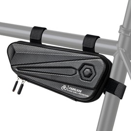 Cableet Bike Frame Bag 1.5L, EVA Hard Shell Bicycle Triangle Bag with Carbon Texture, Top Tube Cycling Storage Pouch with Reflective Logo and Side Zipper for MTB Road Bike