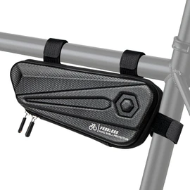 Cableet Bike Frame Bag 1.5L, EVA Hard Shell Bicycle Triangle Bag with Carbon Texture, Top Tube Cycling Storage Pouch with Reflective Logo and Side Zipper for MTB Road Bike