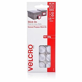 VELCRO Brand Stick on Hook and Loop Fasteners Dots Circles, 16mm, Pack of 15, White