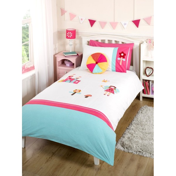 Intimates Single Bed Fairy Castle Kids Duvet/Quilt Cover Bedding Set 100% Luxury Cotton Percale Children's Embellished Design