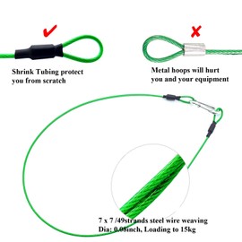 Atoptek Camera Safety Tether, Stainless Steel Cable Wire Colorful Coating Lanyard with Hook Carabiner Clip for GoPro Hero 9 8 7 6 5 4 3 Session DJI Osmo Action and Other Action Camera