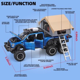 Toy Trucks for Boys Age 4-7,Trucks for Kids F150 Diecast Truck,Model F150 Pickup Truck with Sightseeing Cabin,Pull Back Cars with Light and Sound,Trucks for Kids Ages 4-8（Blue）