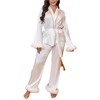 Luxury Satin Pajama Set with Faux Fur Trim, Gold Accents,
