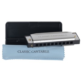 Classic Cantabile AHB-150 ECO Alabama Blues Harmonica in C Major - Diatonic Harmonica with 10 Brass Reeds - Perfect for Beginners - Chrome-Plated Stainless Steel Housing - Includes Case and Cleaning