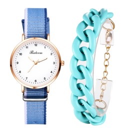 腕時計 レディース ブレスレット セット 帆布ベルト: 可愛い カジュアル 編み ブレスレット アナログ ウォッチ ファッション アクセサリー - 誕生日 記念日 バレンタインデー クリスマス プレゼント