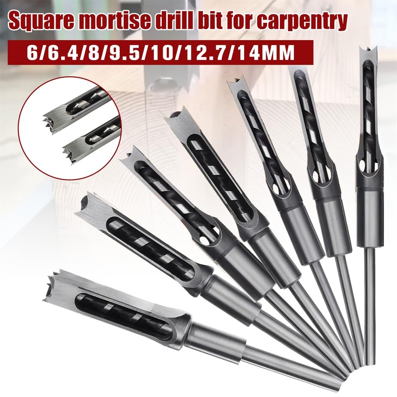findmall 7Pcs Square Hole Drill Bit Set HSS Square Hole