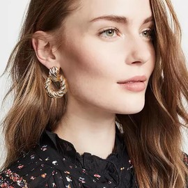 14K Gold Plated Twisted Circle Drop Dangle Earrings for Women Chunky Geometric Earrings Door Knocker Statement Earrings Jewelry