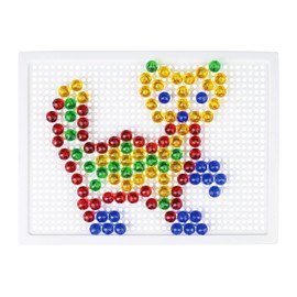 Lena 35621 Mosaic Plug-In Game Set, Mosaic with 140 Plugs Diameter 10 mm for Children from 3 Years, with Pegboard Approx. 21 x 16 cm and Organiser, Colourful