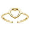 14k Yellow Gold Over Alloy Black Plain Adjustable Heart Toe