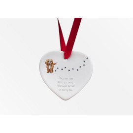 Image Industry Cavapoo Walk Beside Us Ceramic Heart - Dog Memorial - Memorial Gift - Hanging Decoration (Blonde)