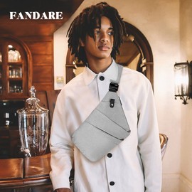 FANDARE Anti-Theft Sling Bags Chest Shoulder Backpack Crossbody Bags Cover Pack Rucksack Crossbody Bag for Men Women Travel Hiking Bicycle Sport Gym Daypacks Waterproof NylonGray B
