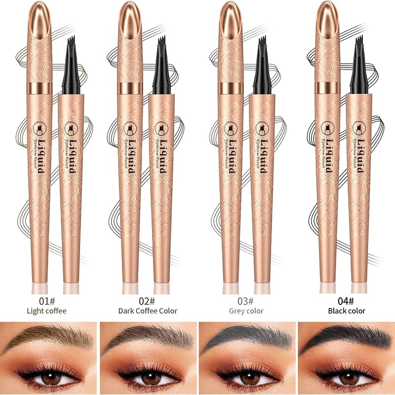 Liquid Eyebrow Pen, Microblading Black Eyebrow Pencil, Waterproof Microblading Eye