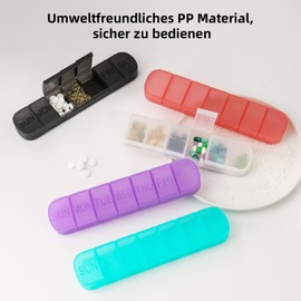 Tablettenbox 7 Tage, Pillendose für 7 Tage, Tablettendose, Pillenbox mit getrennten Fächern, handliche Medikamentenbox. (Schwarz, weiß)