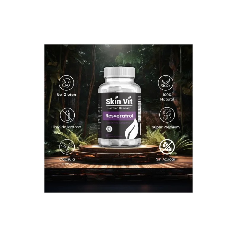 Antioxidante Resveratrol 60 Cápsulas Skin Vit Súper Premium Sin Sabor