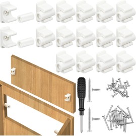 Juexica 16 Pairs False Cabinet Front Clip False Front Clips False Drawer Front Clips Sink Tip Out Snap False Front Cabinet Clips Sink Clips with Screws and Screwdrivers for Hardware Replacements