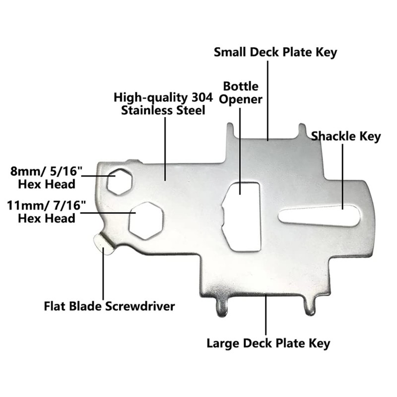 Deck Plate Key, Stainless Steel Fuel Key Plate Deck Tool,