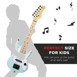 Best Choice Products 30in Kids Electric Guitar Beginner Starter Kit w/ 5W Amplifier, Strap, Gig Bag, Strings, Picks - Powder Blue