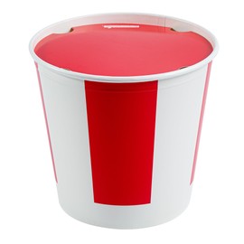 Restaurantware-Bio Tek 170 Ounce Chicken Buckets With Lids, 100 Greaseproof Paper Chicken Buckets - Vented Lids, Freezable, Red And White Paper Disposable Chicken Buckets, For Restaurants And Cafes