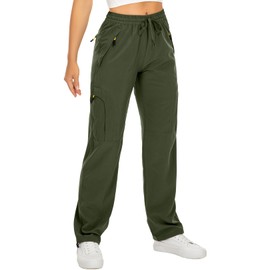 Women's Hiking Cargo Pants Quick Dry UPF50+ Outdoor Pants for Women Fishing Safari Travel Stretchy Pants with Pockets,6608,Army,XX-L