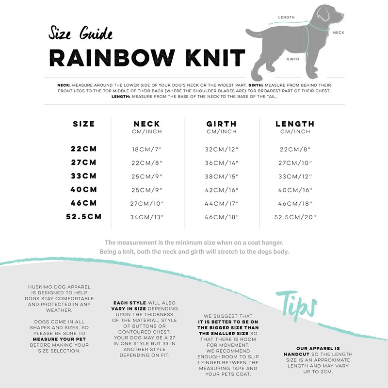 Huskimo Rainbow Dog Jumper, Grey, 40cm