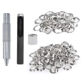 Bestgle 100 Sets Metal Grommets Tool Kit, 12mm Inside Diameter Grommets Eyelets with Install Tools for Clothes Leather Crafts