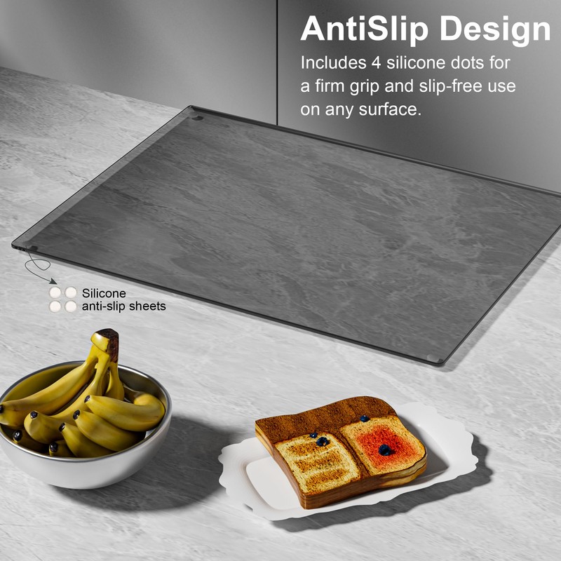 Tempered Glass Cutting Board with Lips, Clear Cutting Board, Easy