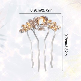 Shimmeroo Dainty Crystal Flower Hair Comb Sparkly Rhinestone Inlaid Side Combs Long Teeth Hair Accessories for Women Wedding Daily Party Present