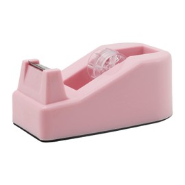 Desktop Tape Dispenser Heavy Duty Desk Accessories Floral Office Tape Dispensers, Weighted Non-Skid Base, Macaron Pink