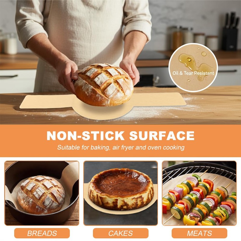 Disposable Sourdough Parchment Paper, Round Bread Sling