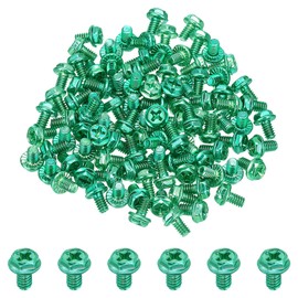 PATIKIL 8-32 x 1/4 Inch Thread Ground Screws, 100 Pack Green Electrical Grounding Screw Hex Phillips Head Flanged for Home Electrical Lamp