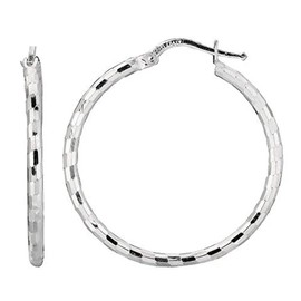 925 Sterling Silver Hoop Earrings - 2x30mm, (3/32" x 1 3/16 Inches)