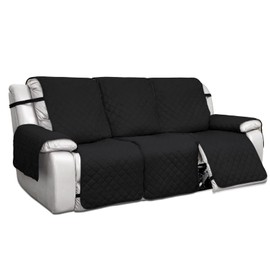 PureFit Water Resistant Reversible Sofa Covers for Reclining Sofa 3 Seat - Non Slip Split Recliner Couch Cover for 3 Cushion Couch, Washable Furniture Protector for Kids, Dogs (3 Seat, Black/Beige)