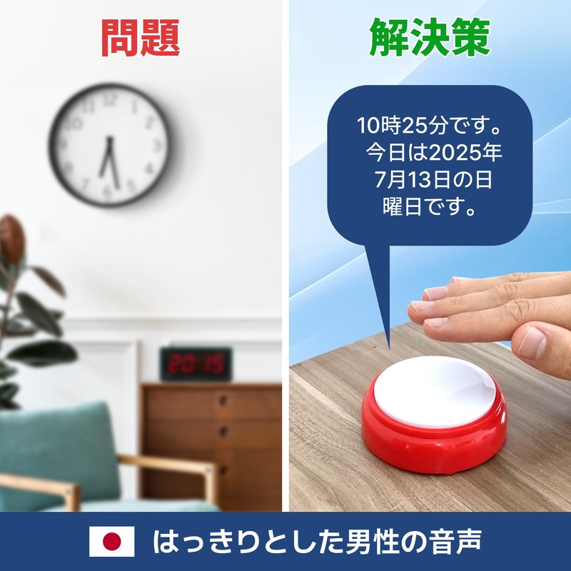 Speaking Clock Japanese Voice - 12/24 Hours - High Visibility