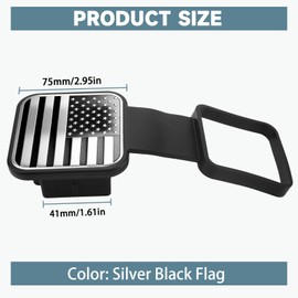 Trailer Hitch Cover,American Flag Rubber Tow Hitch Covers for Trucks & Cars,Durable Exterior Accessories Hitch Receiver Cover Fits for 2 Inch Hitch Receivers (SilverBlack)