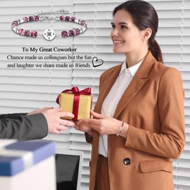 FIEEFX Coworker Gifts for Women, Compass Bracelet Gifts for Coworker as Retirement Farewell Goodby Going Moving Away Leaving Gifts for Coworker on Birthday Christmas Basket Stuffers for Colleagues