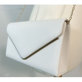 LeahWard Women's Faux Leather Flap Clutch Bags Wedding Party Handbags For Women (White)