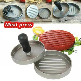 AIMALL Non-Stick Burger Press Aluminum Hamburger Maker Patty Mold - DIY Meat Beef BBQ Tool with Wooden Handle, Round 3.54 Inch Diameter for Home & Kitchen