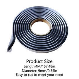 HYRYC Butyl Cord 9.5 mm x 4 m Butyl Round Cord Black Butyl Round Cord Tape for Gluing and Sealing Car Rear Lights Headlights Window Manhole Cover (1 Piece, 9.5 mm)