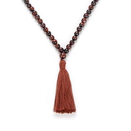 Yoga Necklace Jewellery Beads Long Tassel Necklace Jasper with 108 Mala Beads for Men or Women, Stone, Pearl