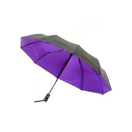 Krago Automatic Open and Close 10 Fiberglass Ribs Heavy Duty Umbrella - Compact Travel Umbrella with Double Canopy for Men and Women, Purple, Purple