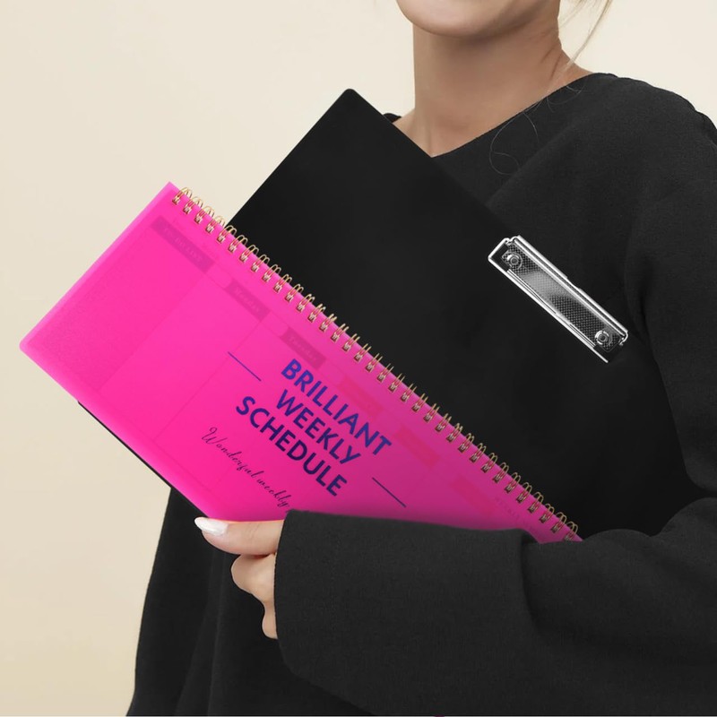 Didiseaon Weekly Planner Spiral Bound Undated Pink with Daily Hourly