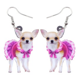 Bonsny Acrylic Drop Dangle Chihuahua Dog Earrings Jewelry For Women Gift Charms