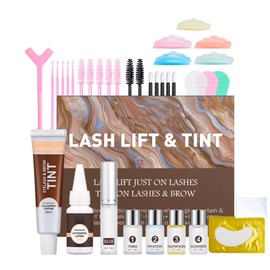 2-in-1 Lash Lift and Tint Kit,Professional Eyelash Perming and Brow Lamination Set with All Tools Included, Long-Lasting Semi-Permanent Curling and Dye for Home Use, Easy for Beginners (Brown)