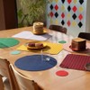Dulton RN-0662PYLG Placemat, Round, Lively Reversible Placemat, Yellow x Dark